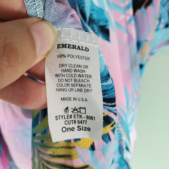 Emerald Womens Pink Multicolor Tropical Kimono Size One Size - Picture 4 of 4